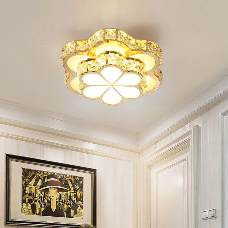 plafonnier led intelligent avec motif de fleur en cristal moderne - vue 4 sur 12