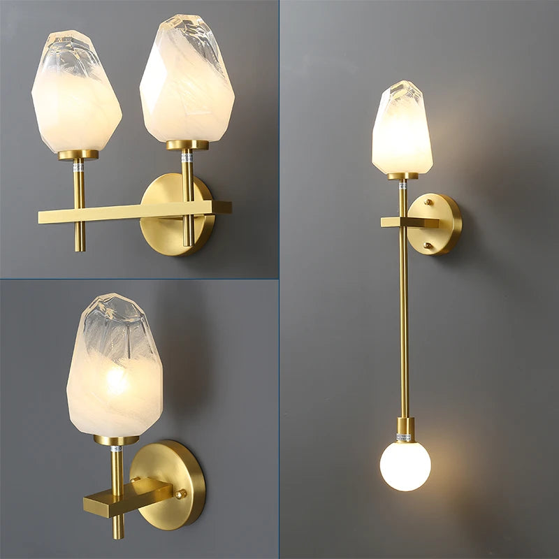 applique murale design en verre et cuivre doré pour intérieur - vue 5 sur 8