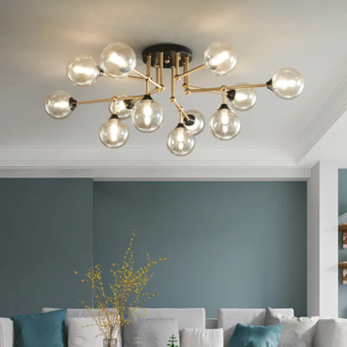 lustre moderne en verre avec éclairage décoratif design contemporain - vue 7 sur 12