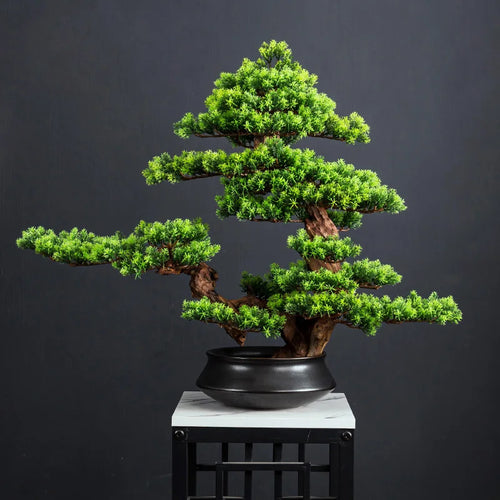 Welcome Pine Bonsai Decoration,Living Room,Desktop,Fake Tree,Artificial Plants,Potted Ornament,Home Decor Customized - vue 2 sur 8