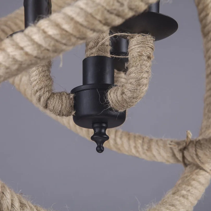 suspension vintage en chanvre pour café restaurant - vue 5 sur 6