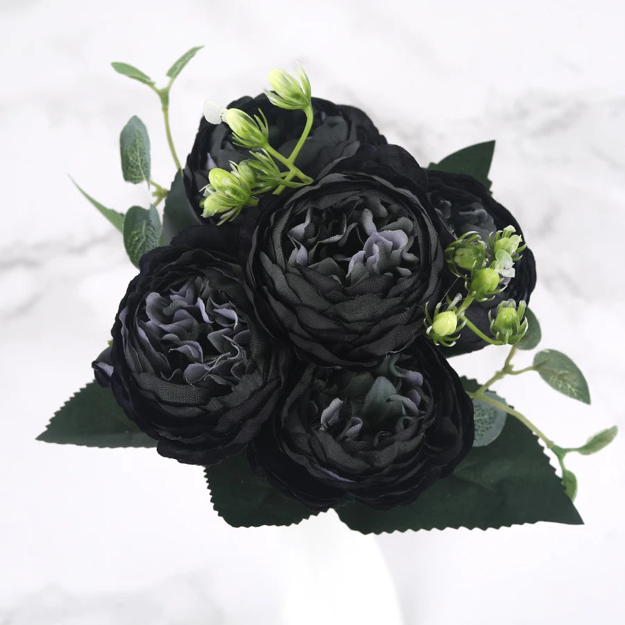 bouquet de fleurs artificielles de pivoines en soie pour décoration intérieure - vue 9 sur 18