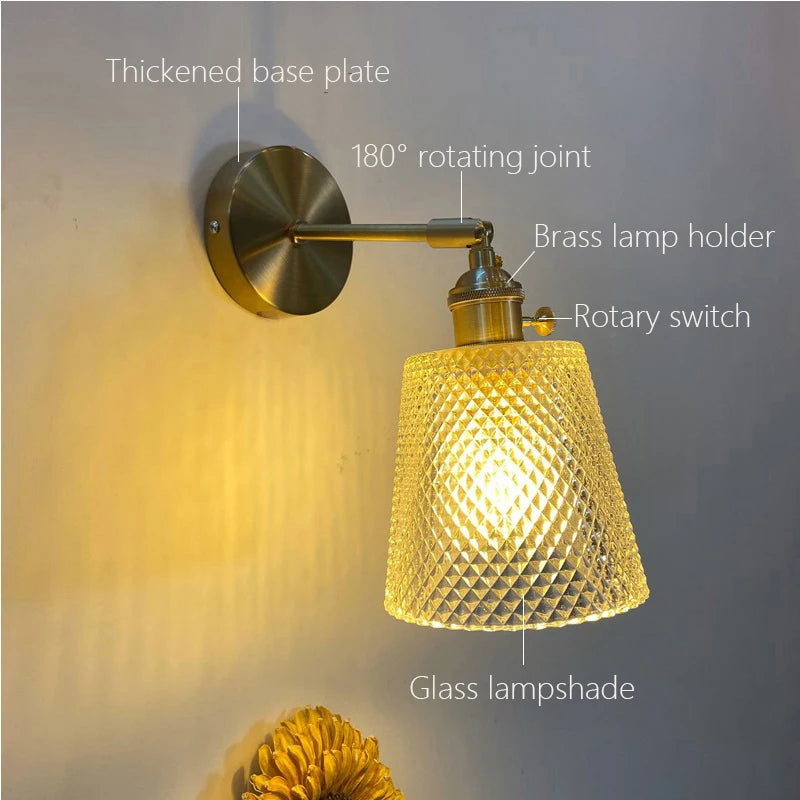 Applique murale verre rotatif laiton led miroir intérieur - vue 3 sur 23