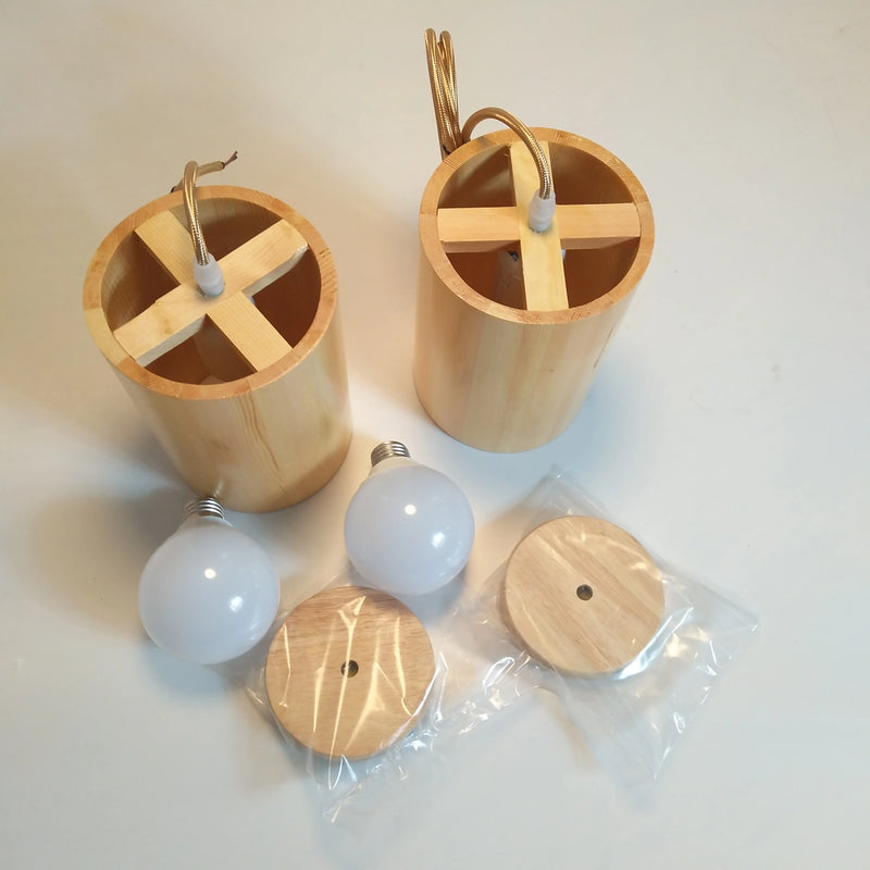 Suspension en bois simples nordiques de créateur lampe suspendue led cuisine île bar hôtel décor à la maison E27