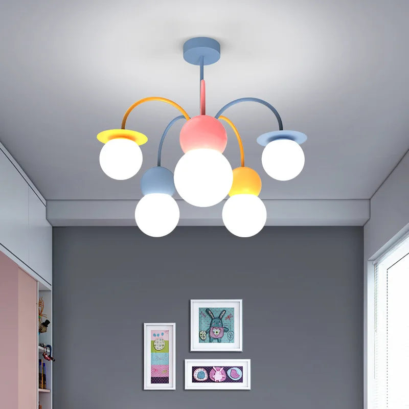 lustre nordique pour enfants dessin animé led suspension - vue 5 sur 9