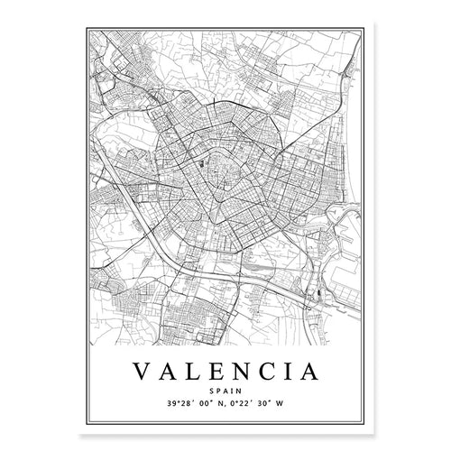 carte artistique des villes espagnoles pour décoration intérieure