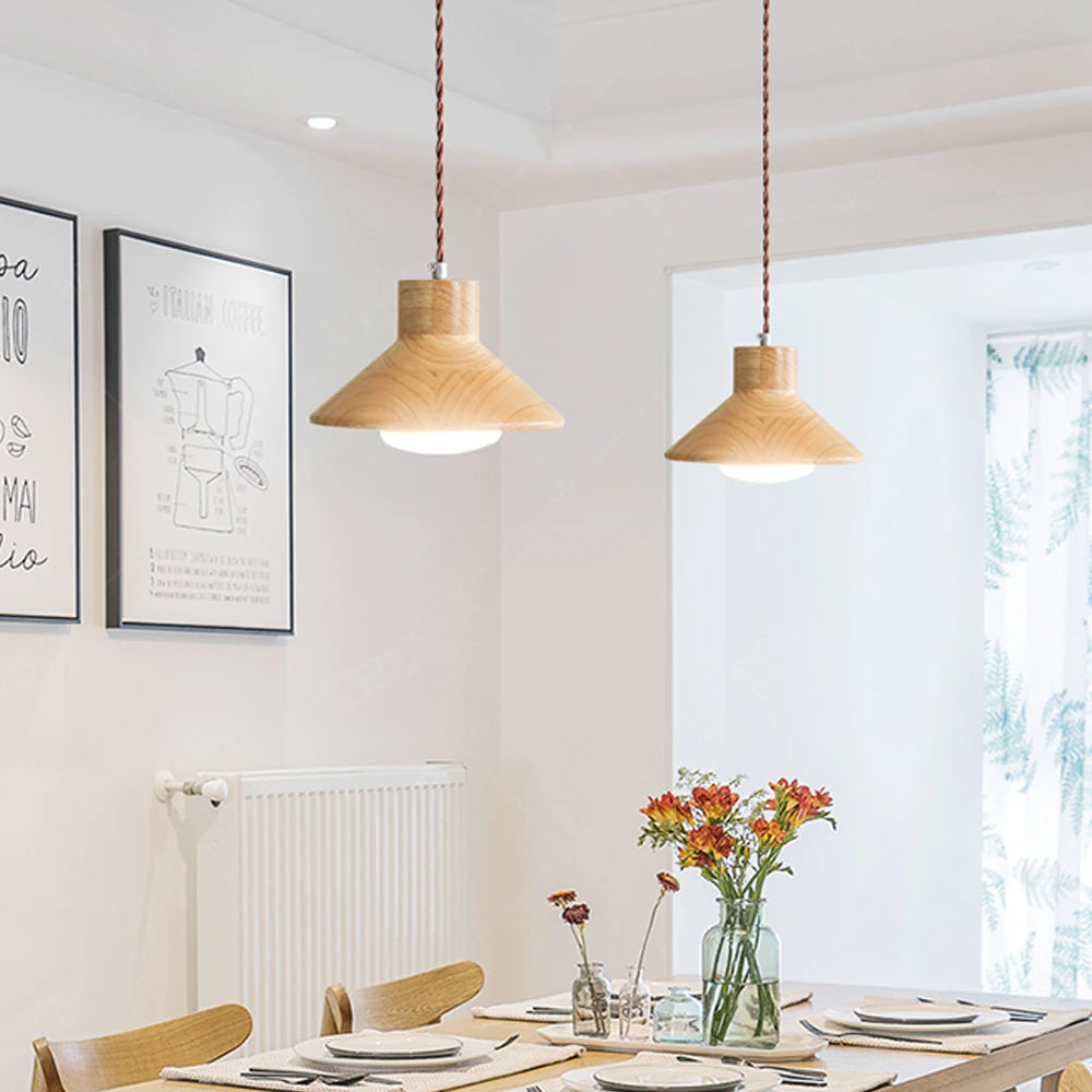 suspension luminaire led nordique moderne en bois pour décoration maison - vue 4 sur 7