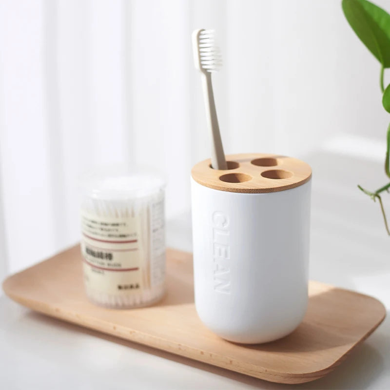 accessoires de salle de bain en bois de bambou - vue 4 sur 14