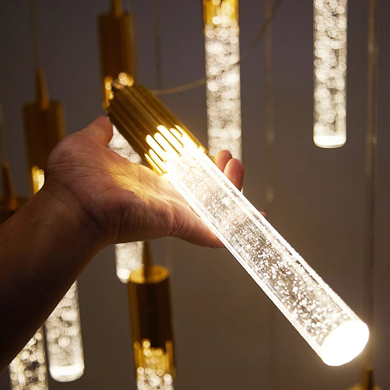 suspension en cristal de luxe avec télécommande pour chevet kistchen island led - vue 5 sur 14