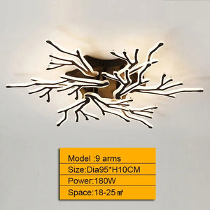 Modern multi-arm chandelier with remote control in aluminium and acrylic