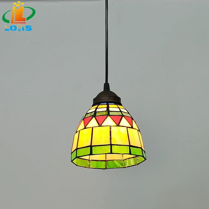 lustre tiffany vintage en verre pour intérieur et jardin - vue 8 sur 7