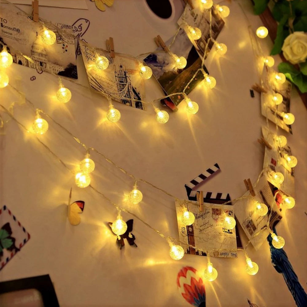 guirlande lumineuse à boules de cristal led pour décorations festives - vue 4 sur 9