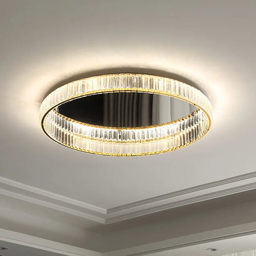 Plafonnier luxe moderne LED dorée rond