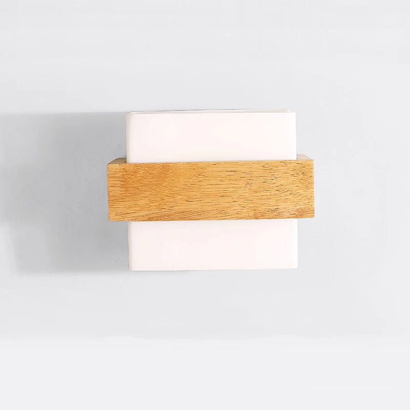 lampe de chevet led japonaise en bois massif créatif - vue 6 sur 8