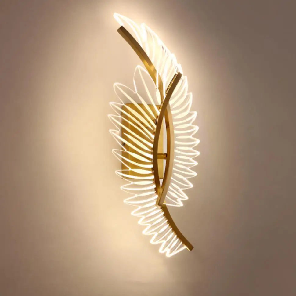 applique murale led nordique en laiton avec ailes d'ange - vue 3 sur 9