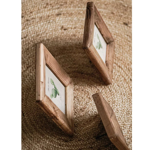 Rustic Retro Style Photo Frame For Tabletop Home Decoration, Handmade with Natural Brown Pine Wooden Picture Frame - vue 5 sur 9