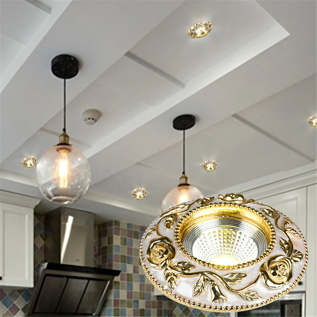 spot encastrable à led motif rose dorée style européen pour intérieur - vue 4 sur 8