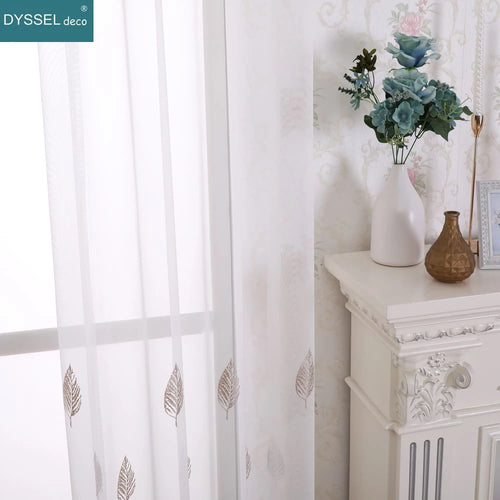 Voilage tulle brodé fleurs style européen salon chambre - vue 7 sur 8