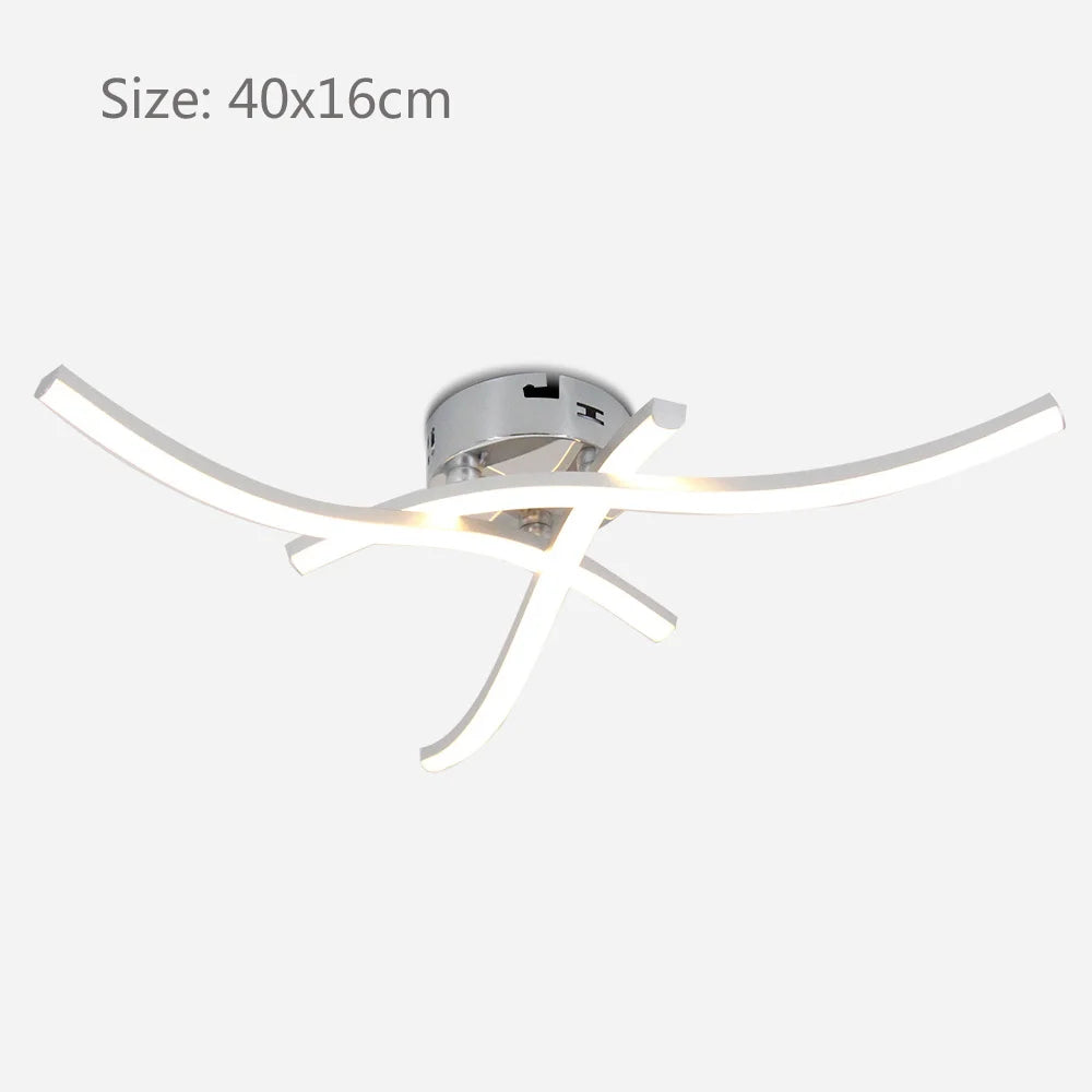 plafonnier chromé à barres LED ondulées