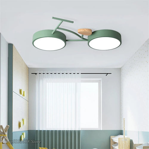 Plafonnier LED nordique 3 couleurs température vélo plafonnier pour enfants chambre enfants chambre de bébé vert blanc gris luminaire