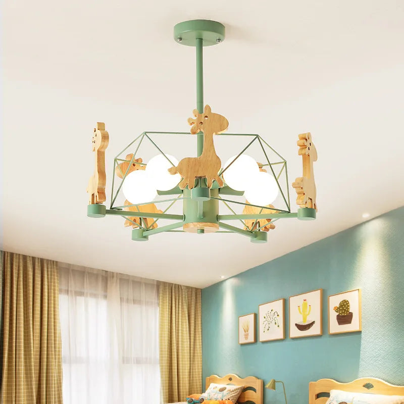 suspension girafe en bois à led pour enfants - vue 4 sur 12