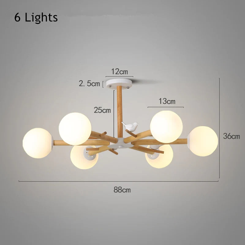 Lustres nordiques pour salon chambre cuisine verre Led lampe suspendue éclairage oiseau décor lampe moderne lustres de plafond - vue 8 sur 9