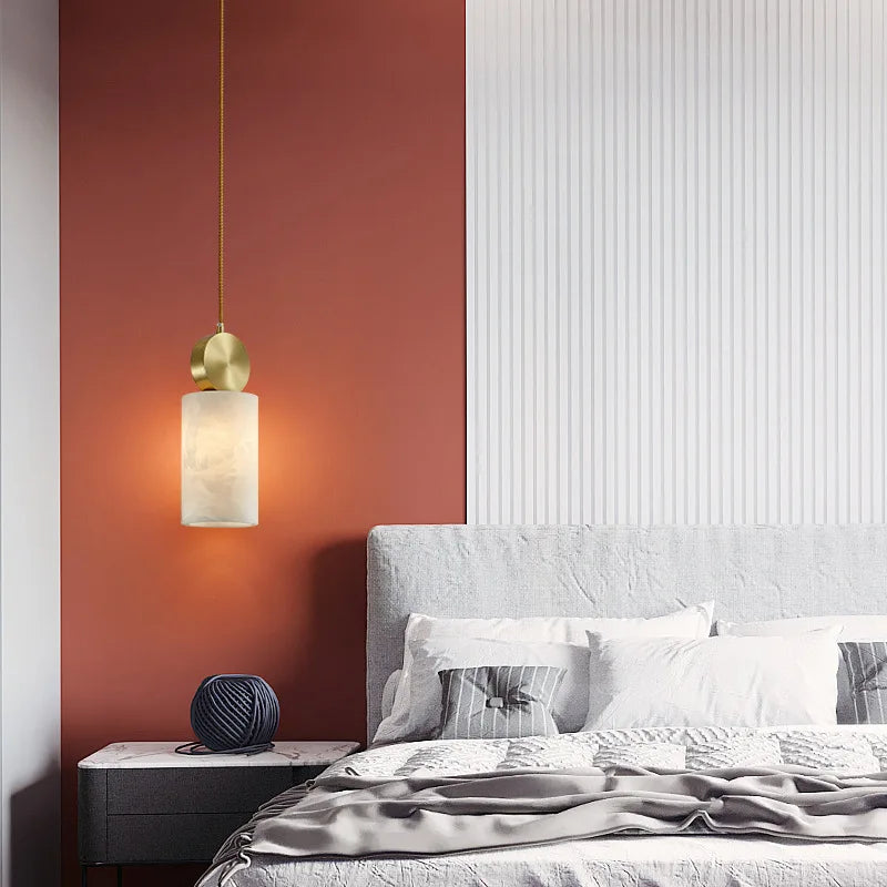 lustre en marbre nordique simple cuivre pour bar café - vue 6 sur 9
