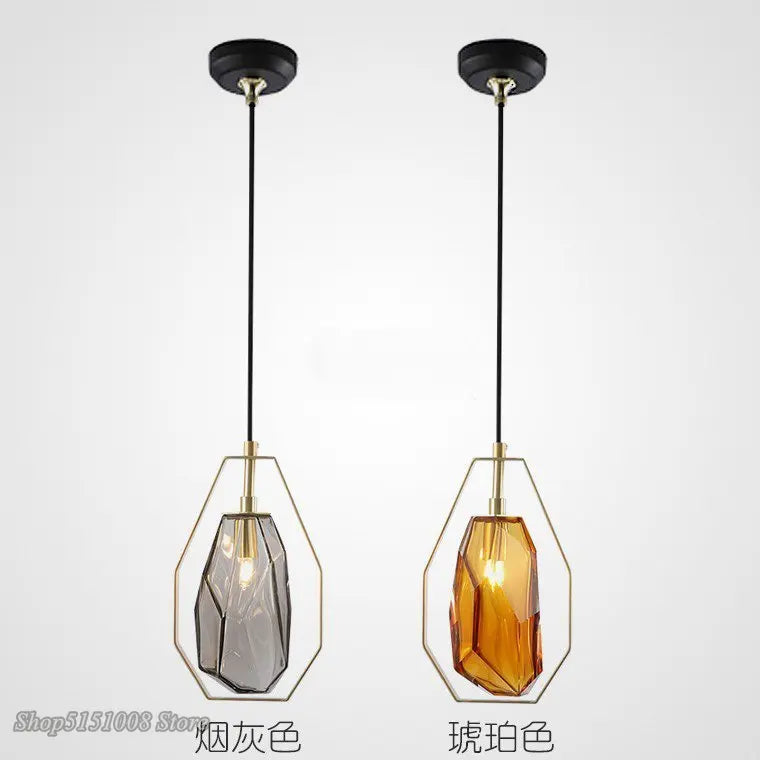 Suspension LED postmodernes en verre irrégulier - vue 9 sur 8