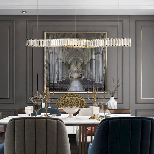 lustre led en bande de cristal design moderne simple et créatif