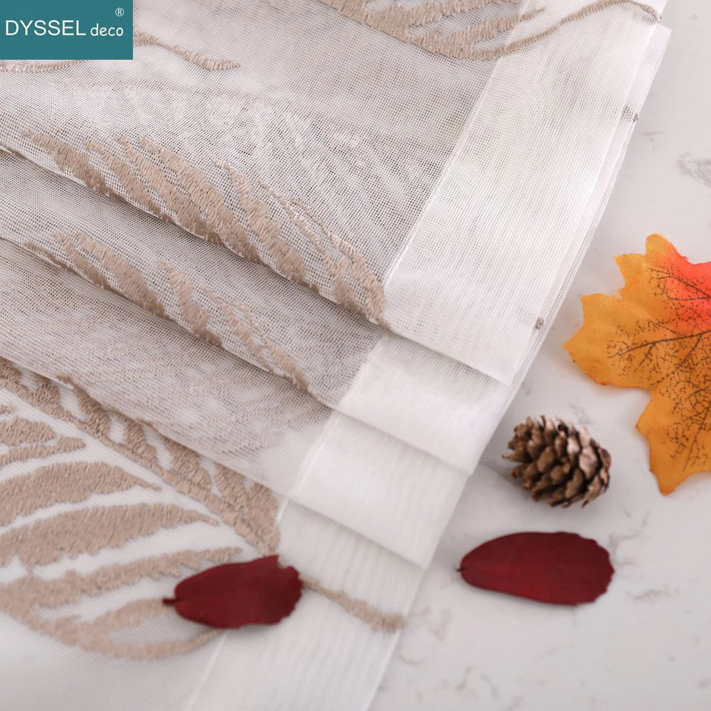 Voilage tulle brodé fleurs style européen salon chambre - vue 4 sur 8