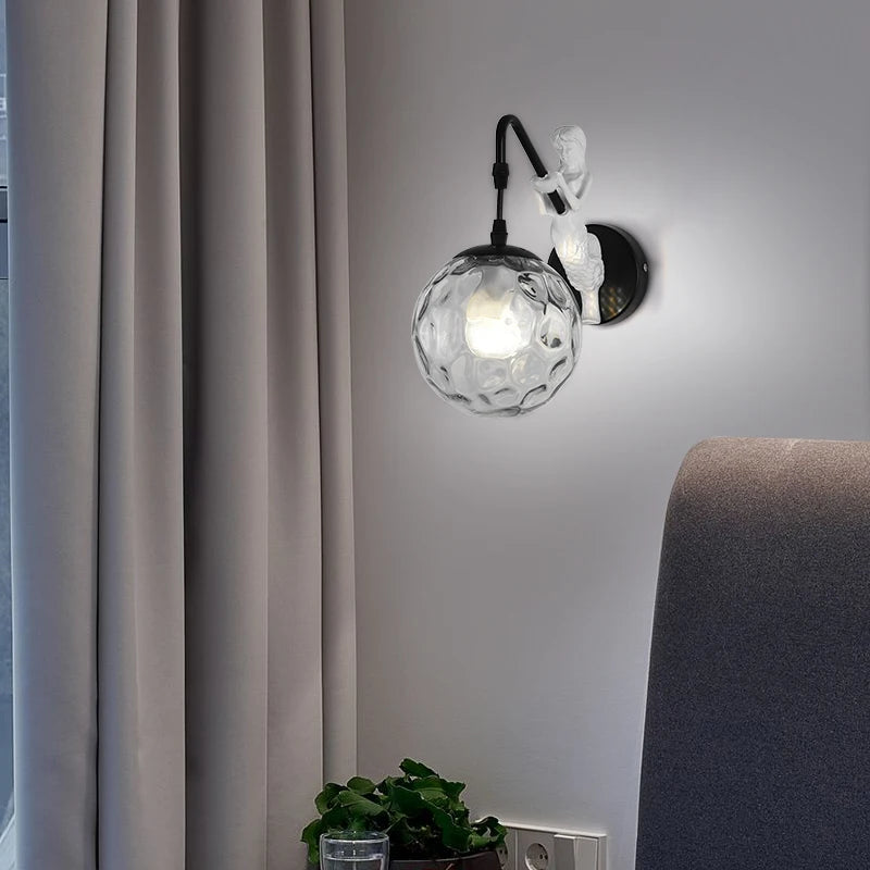 applique murale style européen rétro boules de verre créative bronze doré - vue 5 sur 10
