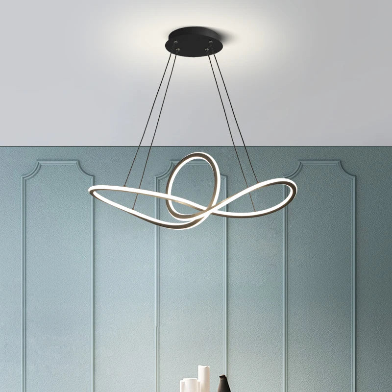 suspension nordique post-moderne en aluminium led anneau - vue 4 sur 7