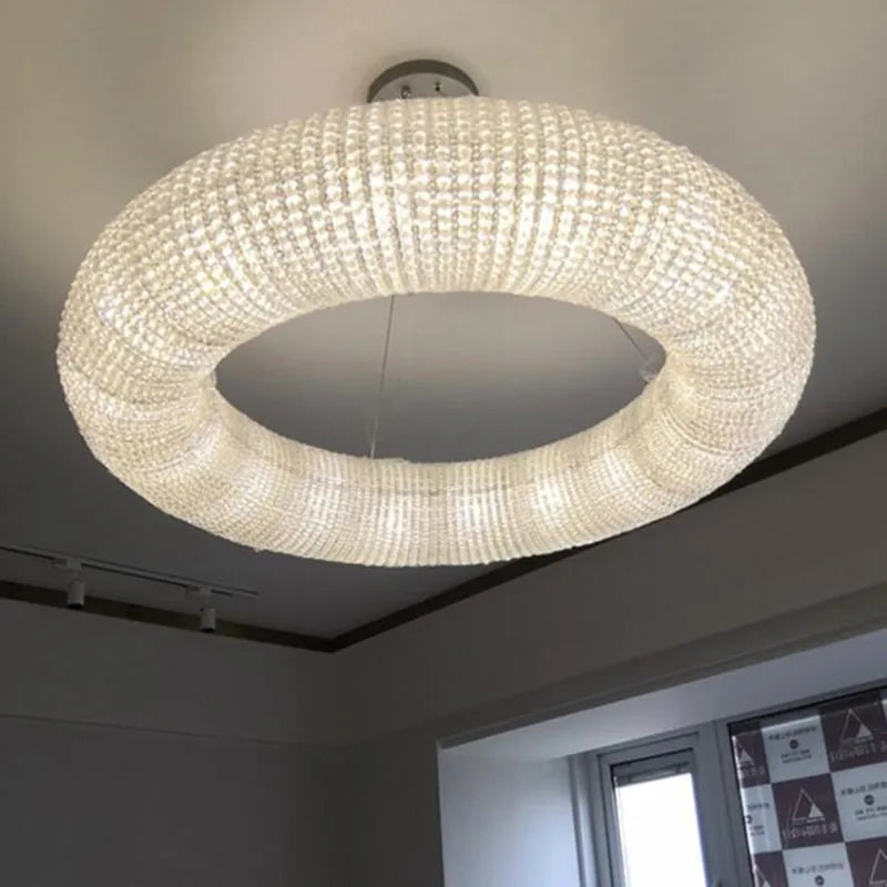 lustre en cristal led moderne en chrome doré pour intérieur élégant - vue 3 sur 5