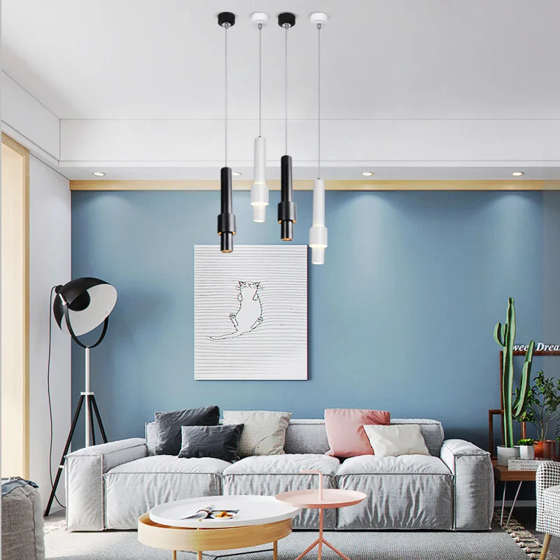 lustre nordique dimmable tube led suspendu éclairage intérieur piste - vue 11 sur 14