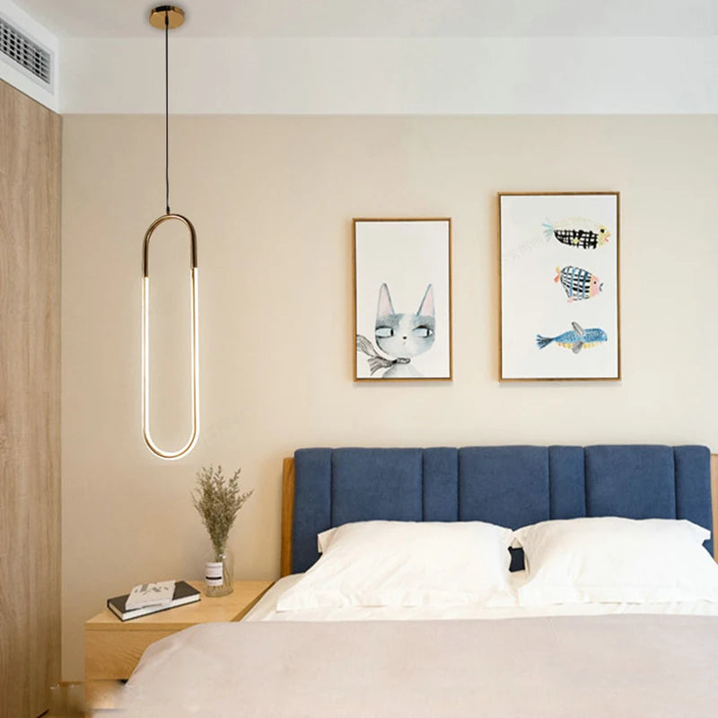 lampe led nordique en forme de u luminaire suspendu décoratif moderne - vue 7 sur 8