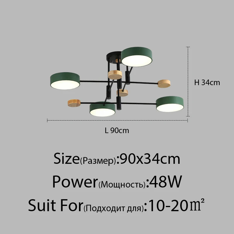 Contemporary nordic LED chandelier in minimalist wrought iron