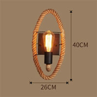 Industrial vintage hemp rope wall light