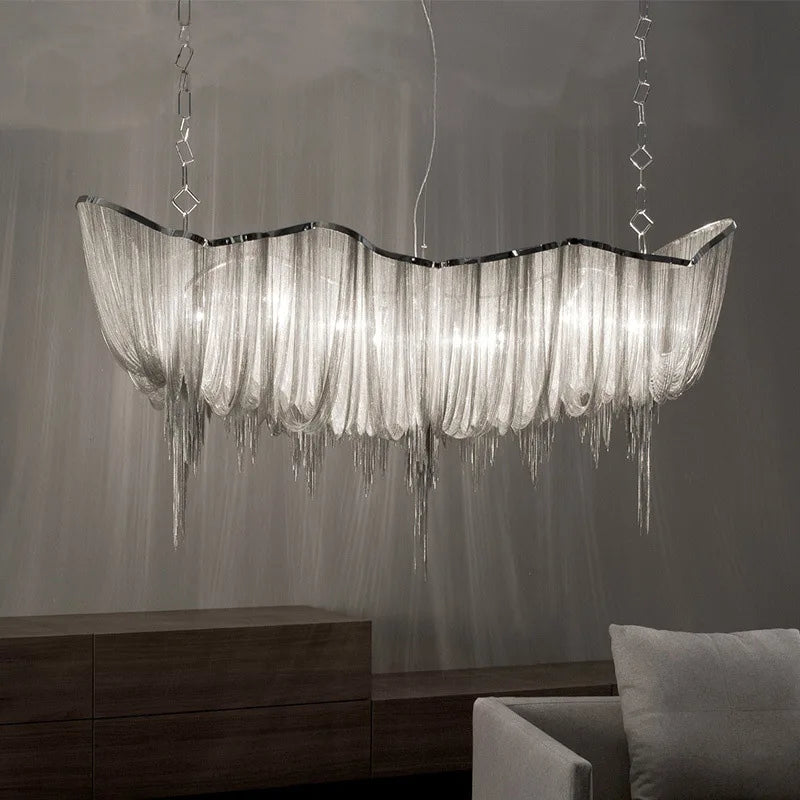 suspension moderne à pampilles en aluminium pour éclairage décoratif intérieur - vue 4 sur 8