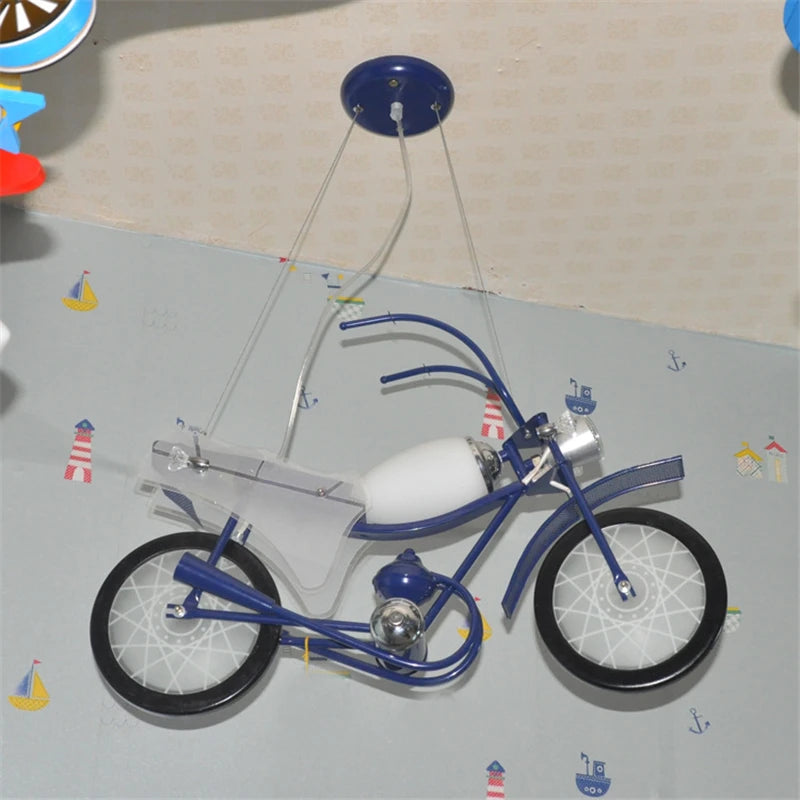 lustre led créatif nordique pour chambre d'enfants en acrylique moto - vue 5 sur 9