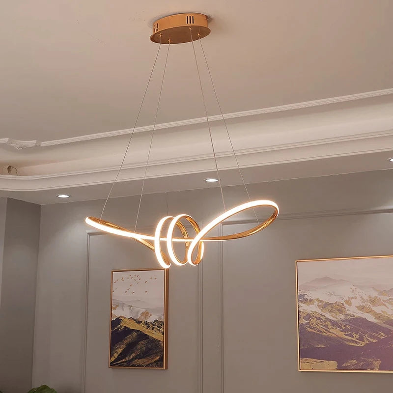 Lustre Chrome plaqué or pour salle à manger cuisine salle maison déco - vue 6 sur 6