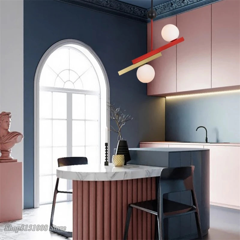 suspension led en verre design moderne nordique - vue 4 sur 16