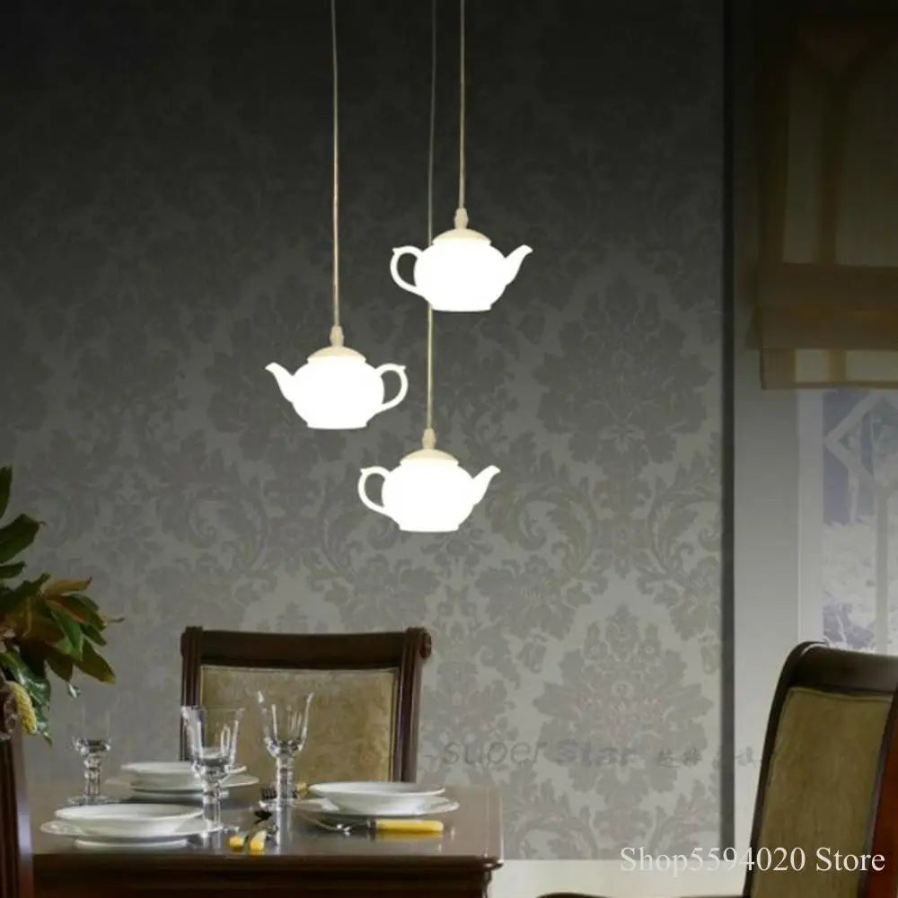 lustre créatif postmoderne en forme de théière décoratif suspendu - vue 5 sur 6