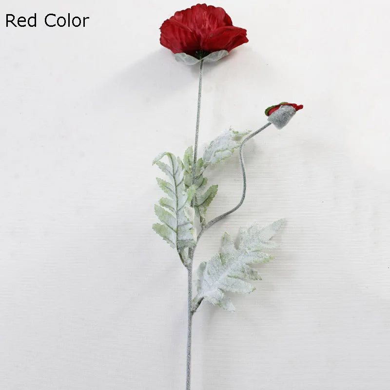 grande branche de fleurs artificielles pavot pour décoration printemps - vue 8 sur 9