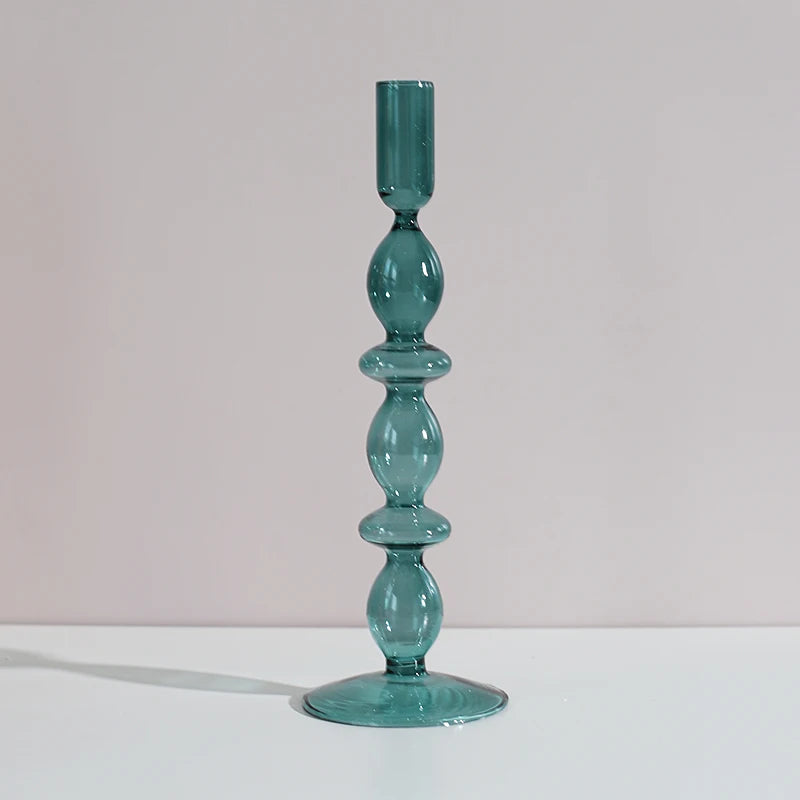 Nordic Glass candle holders, romantic Dinner home decoration, candlestick for birthday wedding, candle holder portavelas decor - vue 13 sur 31