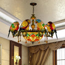 lustre tiffany vitrail lumineux oiseau perroquet design élégant intérieur