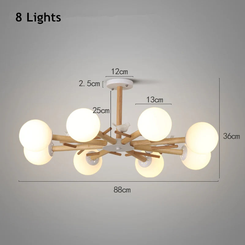 Lustres nordiques pour salon chambre cuisine verre Led lampe suspendue éclairage oiseau décor lampe moderne lustres de plafond - vue 9 sur 9