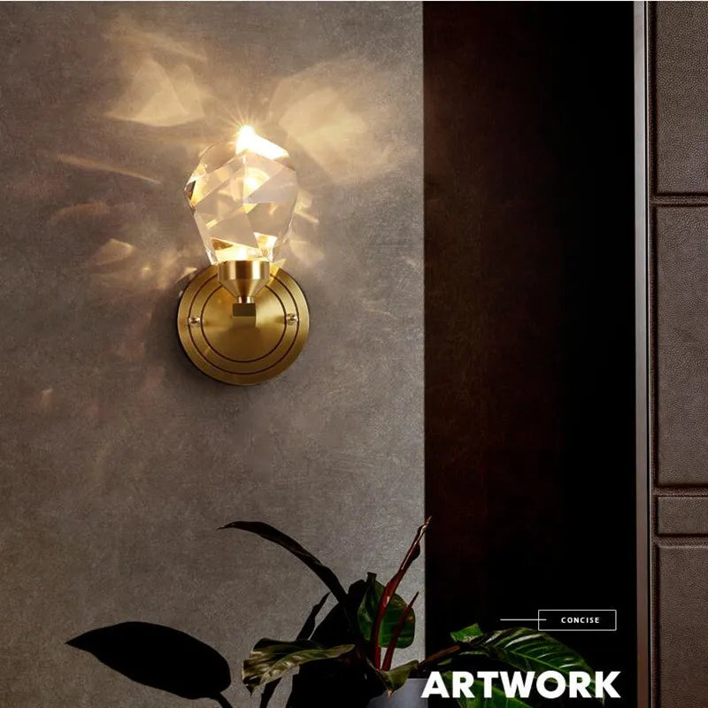 applique murale en cristal et cuivre design moderne pour intérieur élégant - vue 4 sur 7