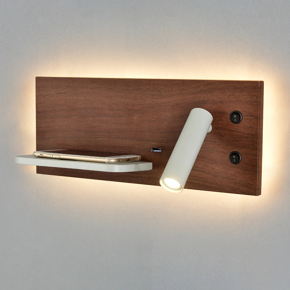 Tokili Applique murale LED avec chargeur USB et sans fil