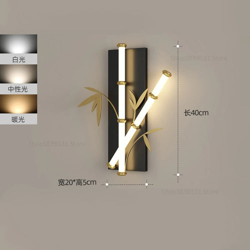 applique murale imitation bambou acrylique style chinois moderne - vue 10 sur 10
