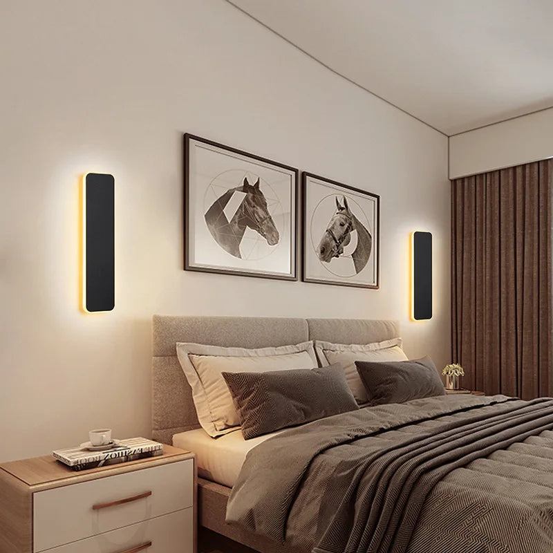 Applique murale LED lampe avec interrupteur tactile chambre chevet intérieur escalier luminaire carré et rectangle lumière 10W 12W 13W wandlamp - vue 5 sur 18